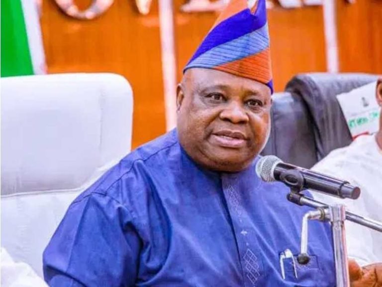 Adeleke Adeleke addressing PDP stakeholders during a high-level political meeting in Osun State.