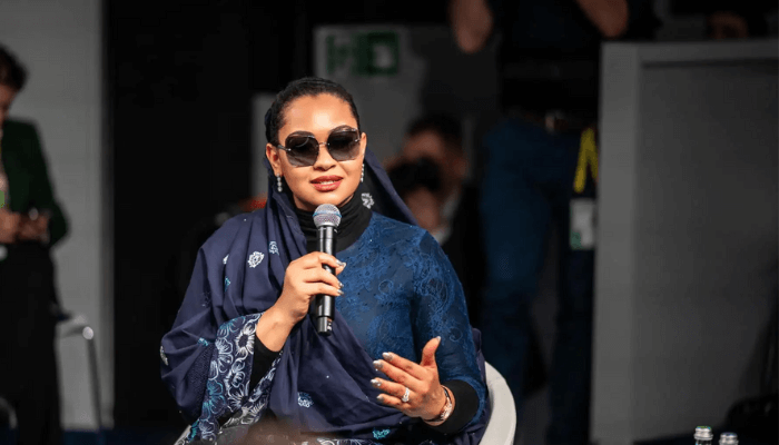 Natasha-Akpoti-Uduaghan photo Senator Natasha Akpoti-Uduaghan outside the court after a legal ruling in her favor.