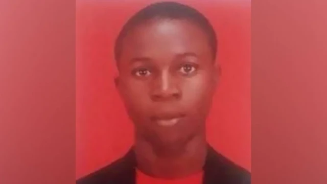 Boy sentence to death A young boy stands in court looking worried after being sentenced to death for stealing hens many times.