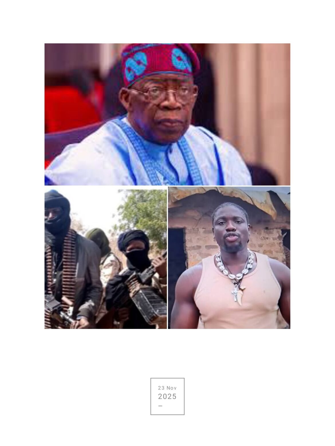 A screenshot of activist VeryDarkMan speaking in a viral video, addressing Nigerians and questioning the health and public presence of President Tinubu.