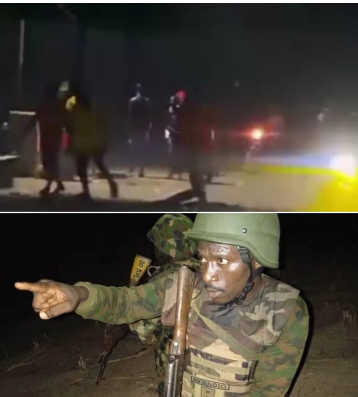 Video screenshot showing worshippers running for safety as gunshots sound during a bandit attack on a night crusade in Agboda community, Nasarawa State.