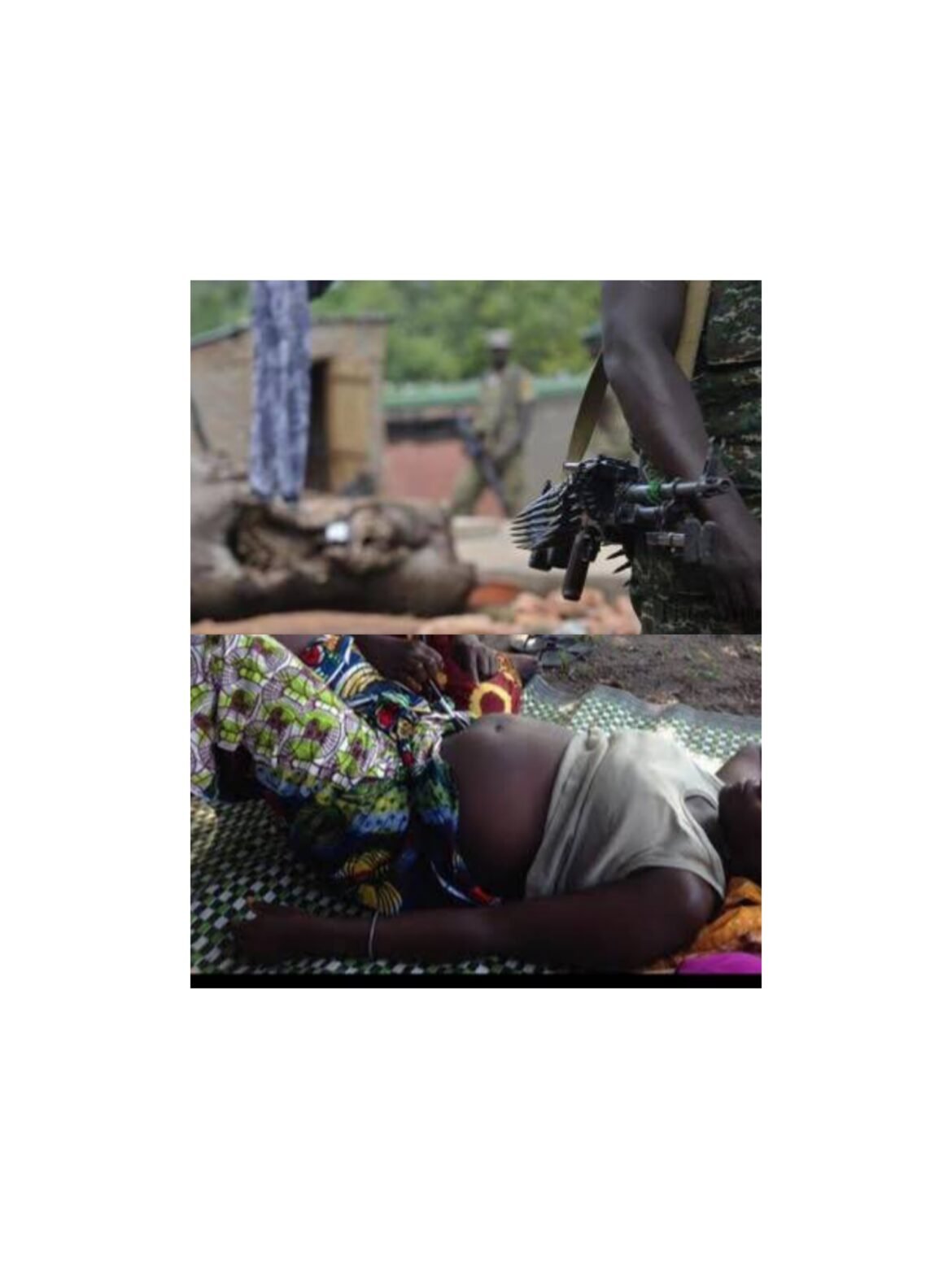 A distressed pregnant woman crying for help as armed bandits abuse her in a disturbing viral video.